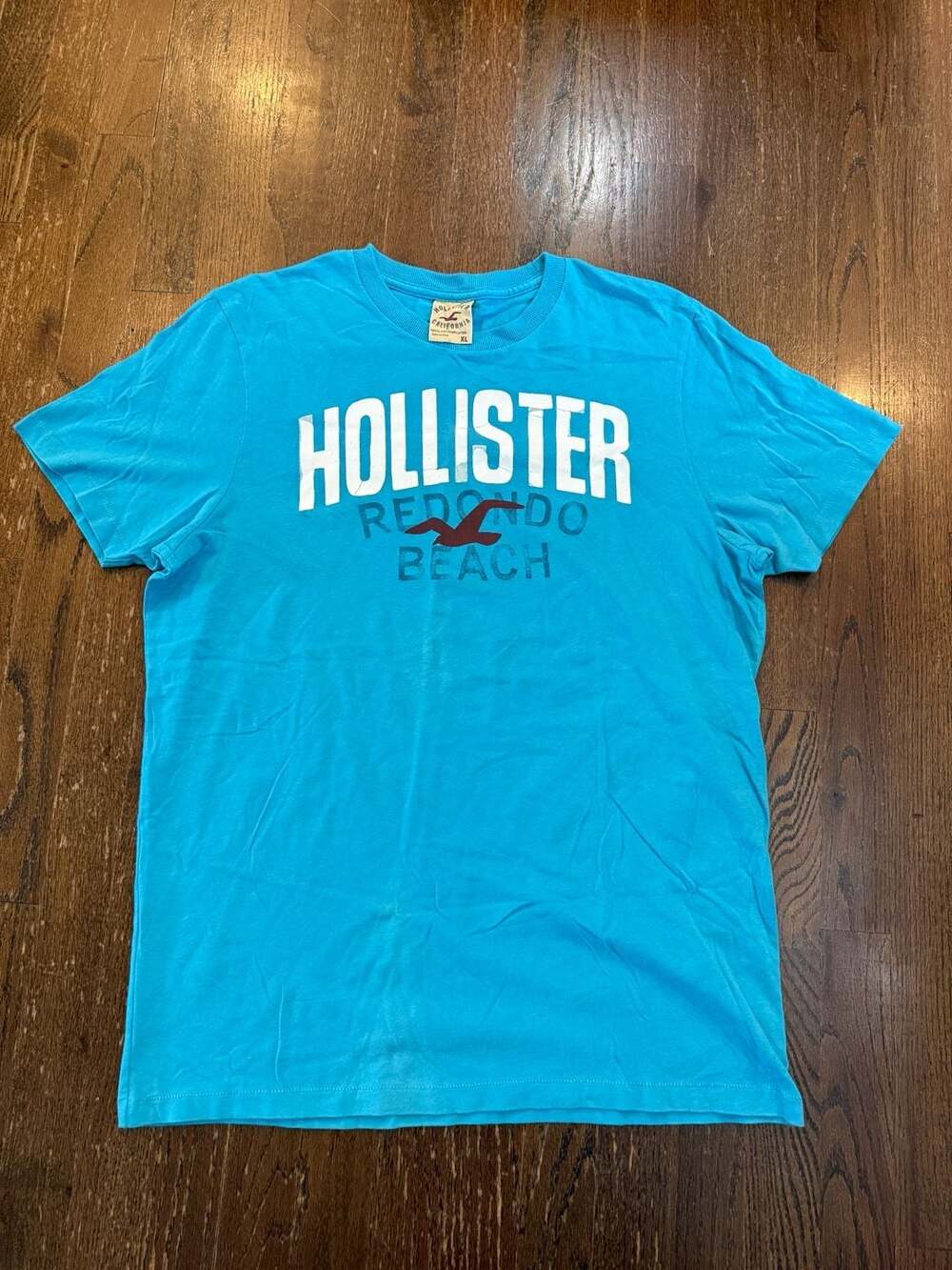 VTG Hollister Redondo Beach Graphic Single Stitch Turquoise Blue XL